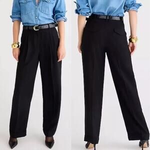 J.Crew Essential Wide Leg Pant 6T Tall/Long Black Crepe Dress Pants Trouser Work